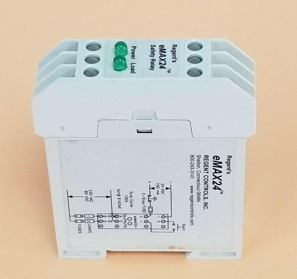 Used REGENT CONTROLS EMAX24 MOMENTARY SAFETY RELAY, 24VDC