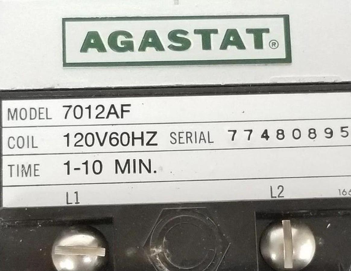 Used AGASTAT 7012-AF TIMING RELAY 1-10 MIN. 120V60HZ W/ A-3877 COIL 7012AF
