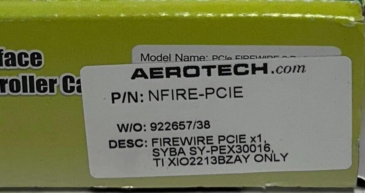 AEROTECH NFIRE-PCIE / NFIREPCIE FIREWIRE PCIE x1 SYBA SY-PEX30016 NDRIVE NSMP