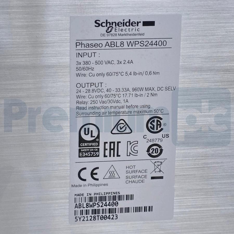 Used Schneider Electric ABL8WPS24400 Phaseo Universal Power Supply 3Ph 24V 960W NSMP