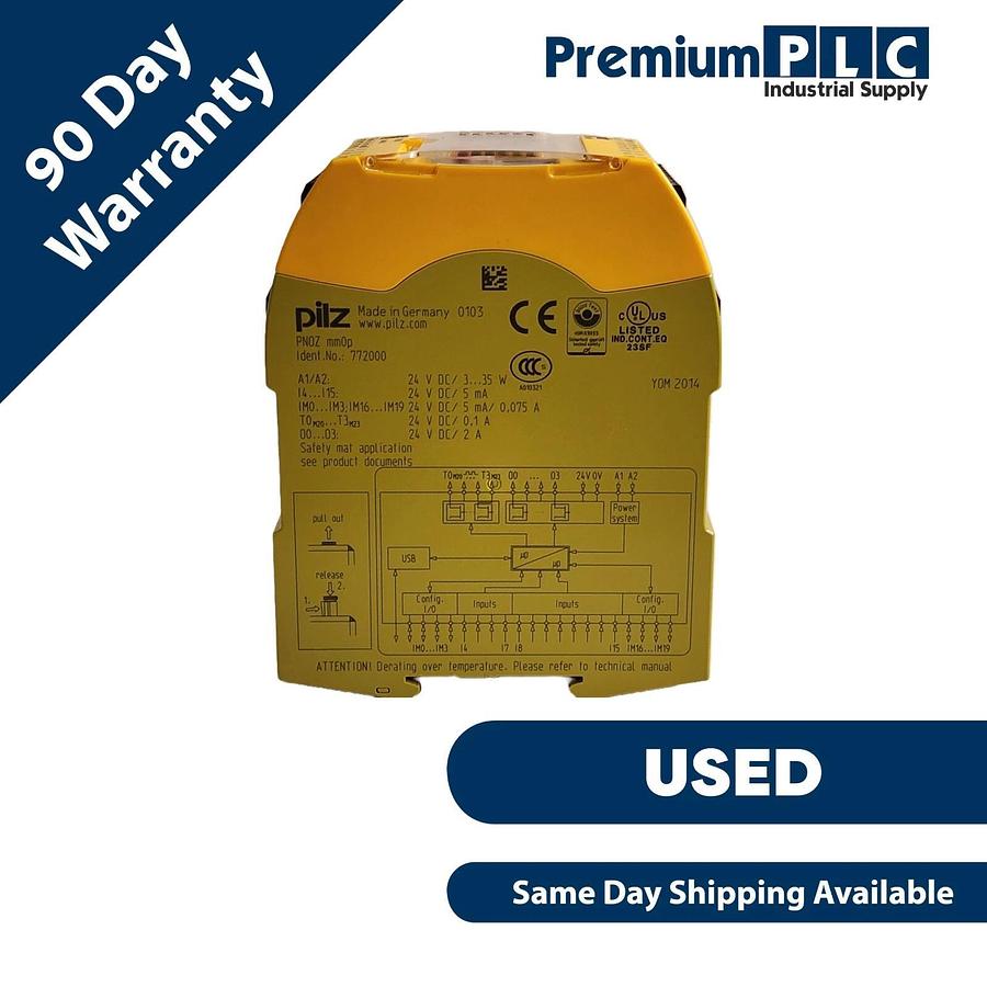 Used USED PILZ PNOZ-MM0P / 772000 SAFETY RELAY 24VDC DIN-RAIL PN0ZMM0P
