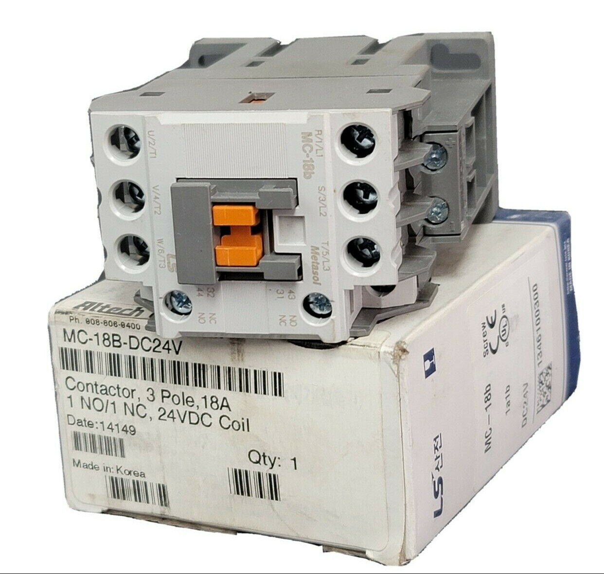 Used NEW METASOL ALTECH CORP MC-18B-DC24V CONTACTOR 3 POLE 18A MC18BDC24V