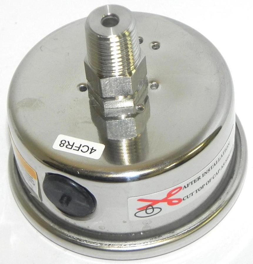 Used NIB GRAINGER 4CFR8 PRESSURE GAUGE 2 1/2'' PSI: 0-200, SS304 CASE, SS316 TUBE