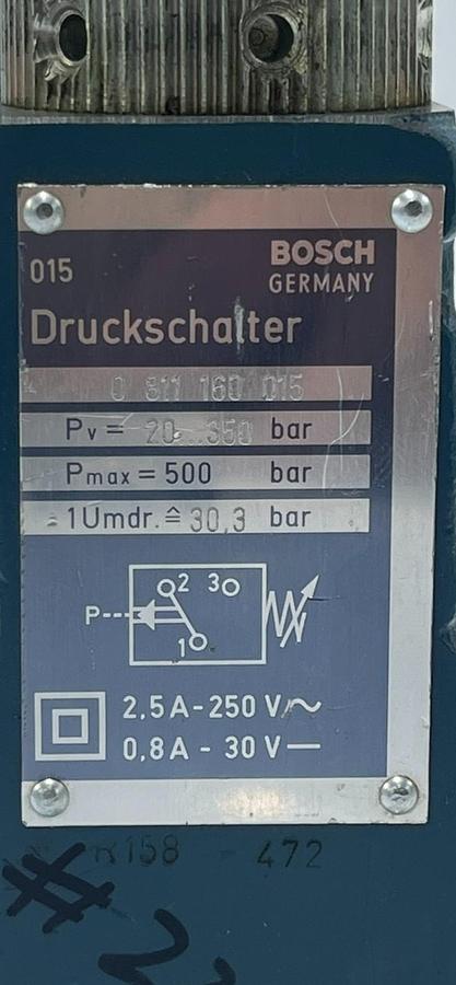 Used BOSCH REXROTH 0-811-160-015 Pressure Switch 150-3000 PSI Hydraulic Druckschalter