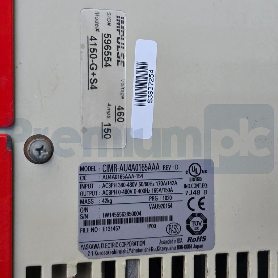 Used Magnetek 4150-G+S4 IMPULSE G+ Series 4 Drive 460V 100HP 150A CIMR-AU4A0165AAA
