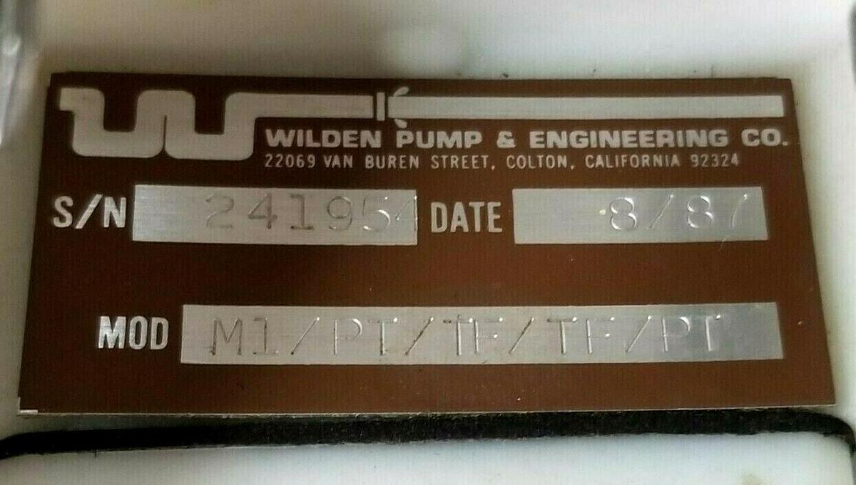 Used WILDEN PUMP & ENGINEERING MOD. M1/PT/TF/TF/PT DIAPHRAGM PUMP 4449P.PMP
