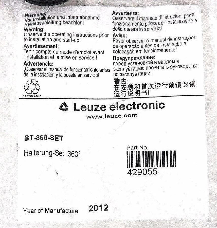 Used NIB LEUZE ELECTRONIC BT-360-SET HOLDER SET PART NO. 429055 - LOT OF 4