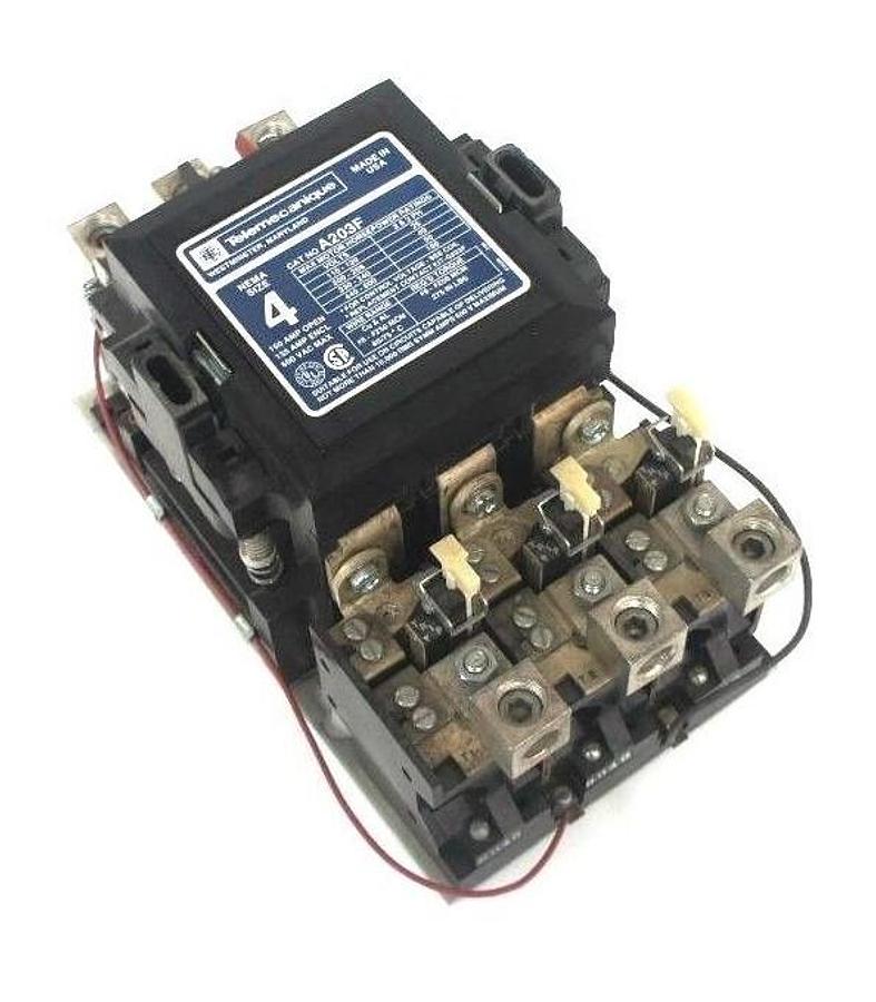 Used TELEMECANIQUE A203F MOTOR STARTER NEMA SIZE 4, 600V MAX, 100HP MAX, 120V COIL