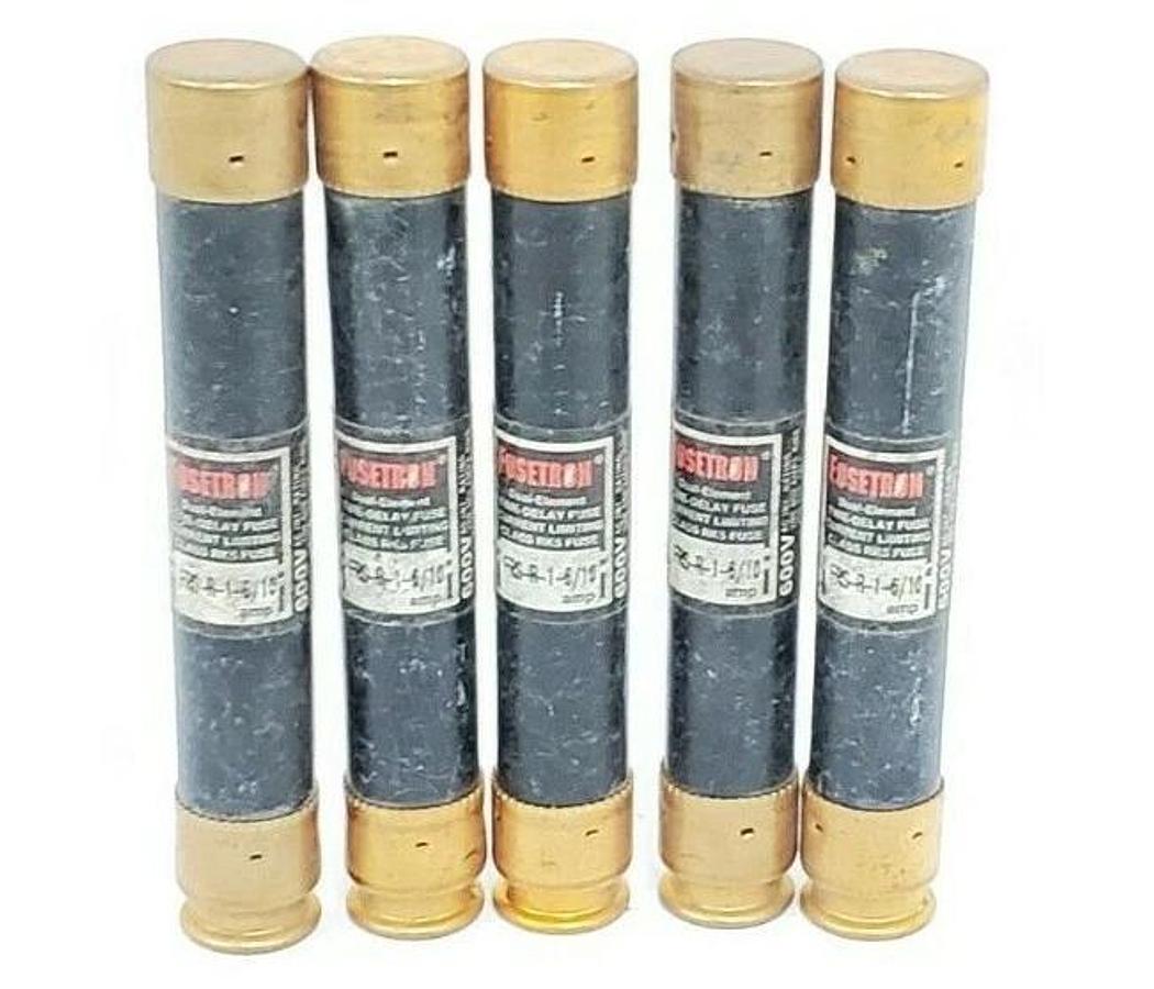 Used LOT OF 5 COOPER BUSSMANN FRS-R-1-6/10 FUSETRON FUSES FRSR1610, 600V