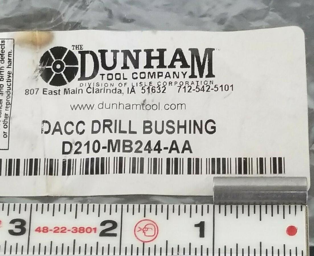 NEW DUNHAM TOOL COMPANY D210-MB244-AA DACC DRILL BUSHING D210MB244AA