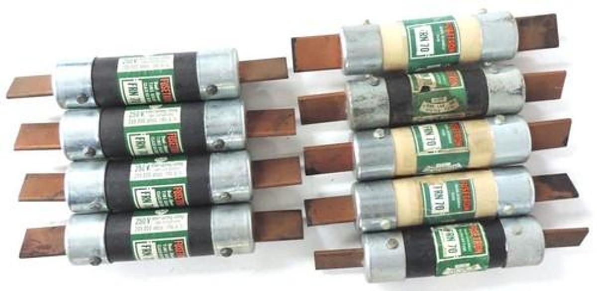 Used LOT OF 9 FUSETRON FRN-70 DUAL ELEMENT TIME DELAY FUSE 70A 250VCLASS K5 BUSSMANN