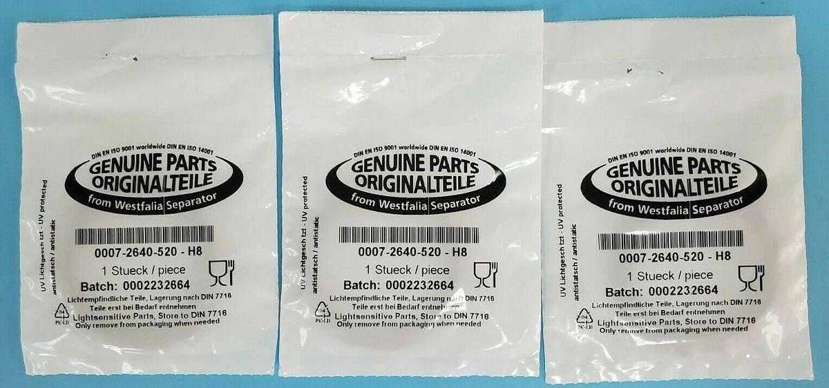 Used LOT OF 3 NEW GEA WESTFALIA SEPARATOR 0007-2640-520-H8 O-RINGS