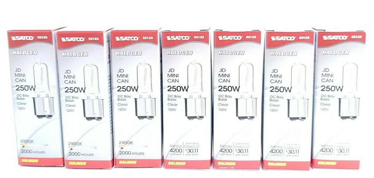 Used LOT OF 7 NEW SATCO S3123 LAMPS 250 WATT DC. BAY BASE-BA15D 120V