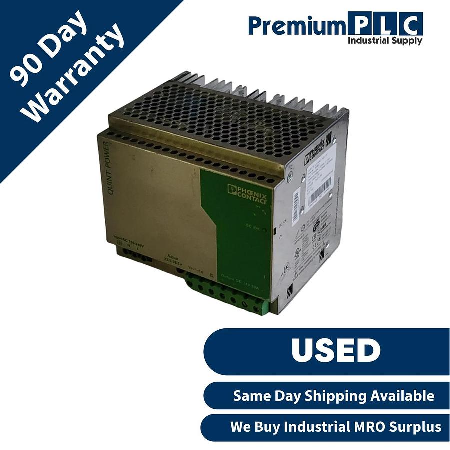Used PHOENIX CONTACT QUINT-PS-100-240AC/24DC/20 POWER SUPPLY UNIT 24VDC/20A 2938620