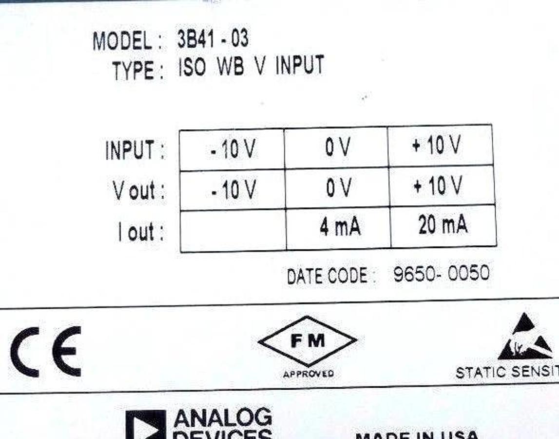 Used ANALOG DEVICES 3B41-03 ISOLATED WIDEBAND V INPUT 3B4103