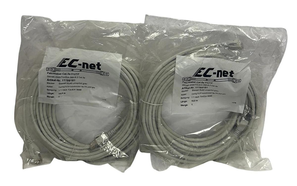 Used 2 EC-net 11199181 EtherNet PATCH CABLES CAT 5E F/UTP STEWART RJ45 10M NSFS