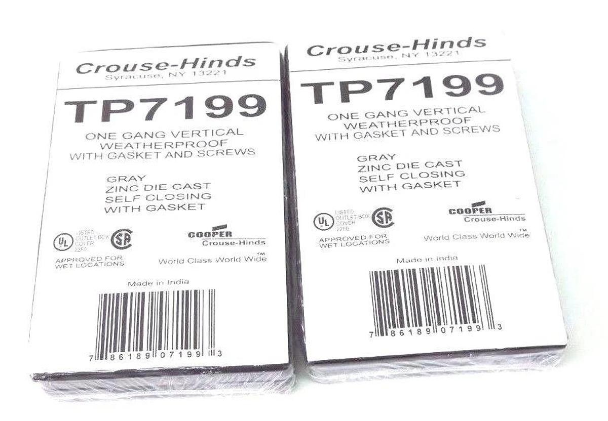 Used LOT OF 2 NEW CROUSE-HINDS TP7199 DUPLEX RECEPTACLES SELF CLOSING, GREY