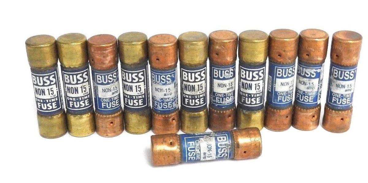 Used LOT OF 12 COOPER BUSSMANN NON-15 ONE-TIME FUSES NON15