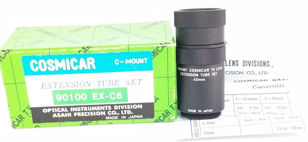 Used NIB COSMICAR 90100 EX-C6 EXTENSION TUBE SET C-MOUNT