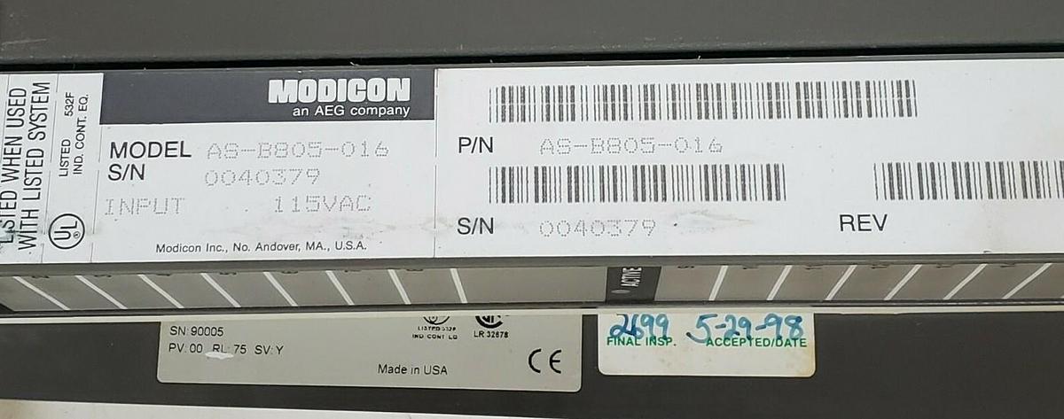 Used LOT OF 4 GOULD / MODICON AS-B805-016 INPUT MODULES 800 I/O 115VAC 16PT