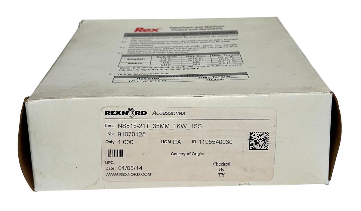 Used REXNORD NS815-21T_35MM_1KW_1SS / MS815-21T REX TableTop SPROCKET 91070125 NSMP