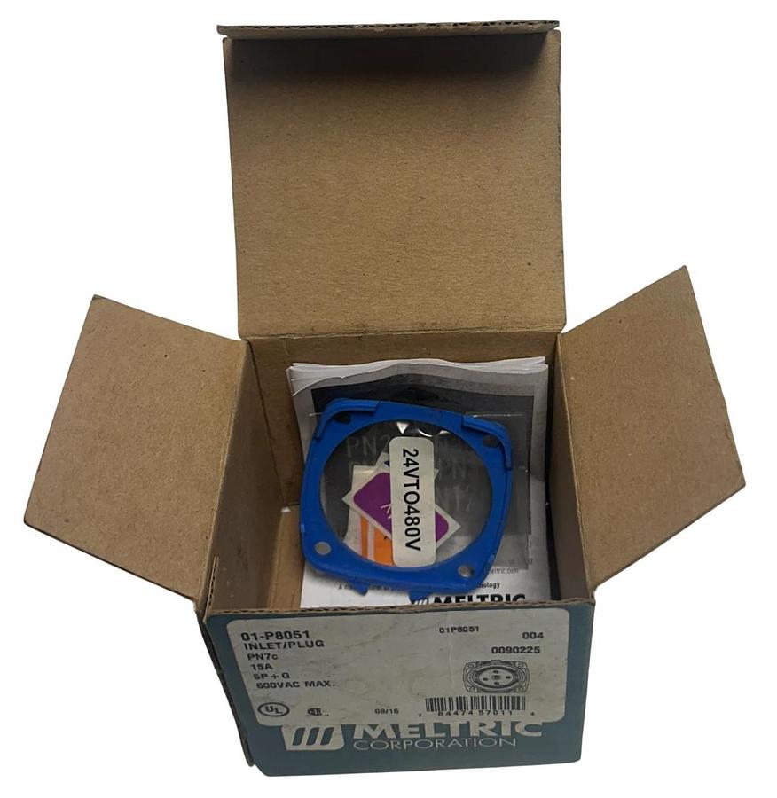 Used MELTRIC CORPORATION 01-P4051 / 01P4051 INLET/ PLUG PN7c 15A 5P + G 600VAC USNP