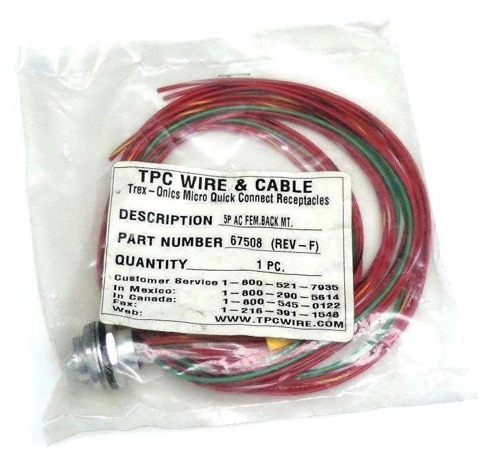 Used NEW TPC WIRE & CABLE 67508 (REV-F) 5P AC FEM. BACK MT.