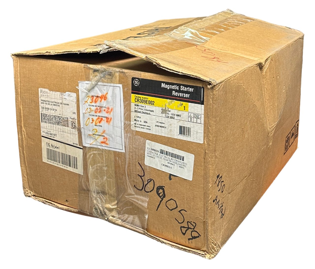 Used NEW ABB GE CR309E002 MAGNETIC STARTER REVERSER SIZE 3 600VAC 90A 25-50HP NSMP