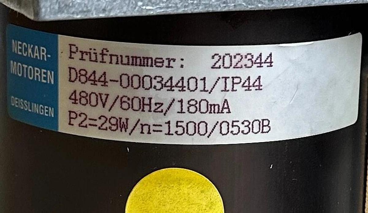 NEW NECKAR-MOTOREN D844-00034401 / 202344 MOTOR M189 480V 60Hz 180mA 38.9/7.6Nm