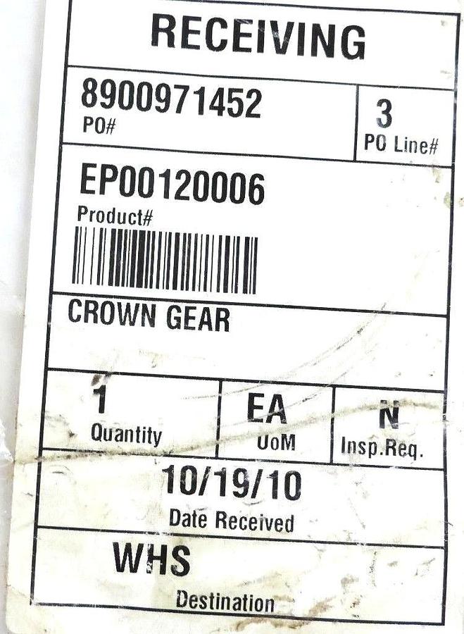 Used AVE INDUSTRIES HEIGHT ADJUSTMENT CROWN GEAR SPROCKET 00120006 7" DIA. 1/4" THICK