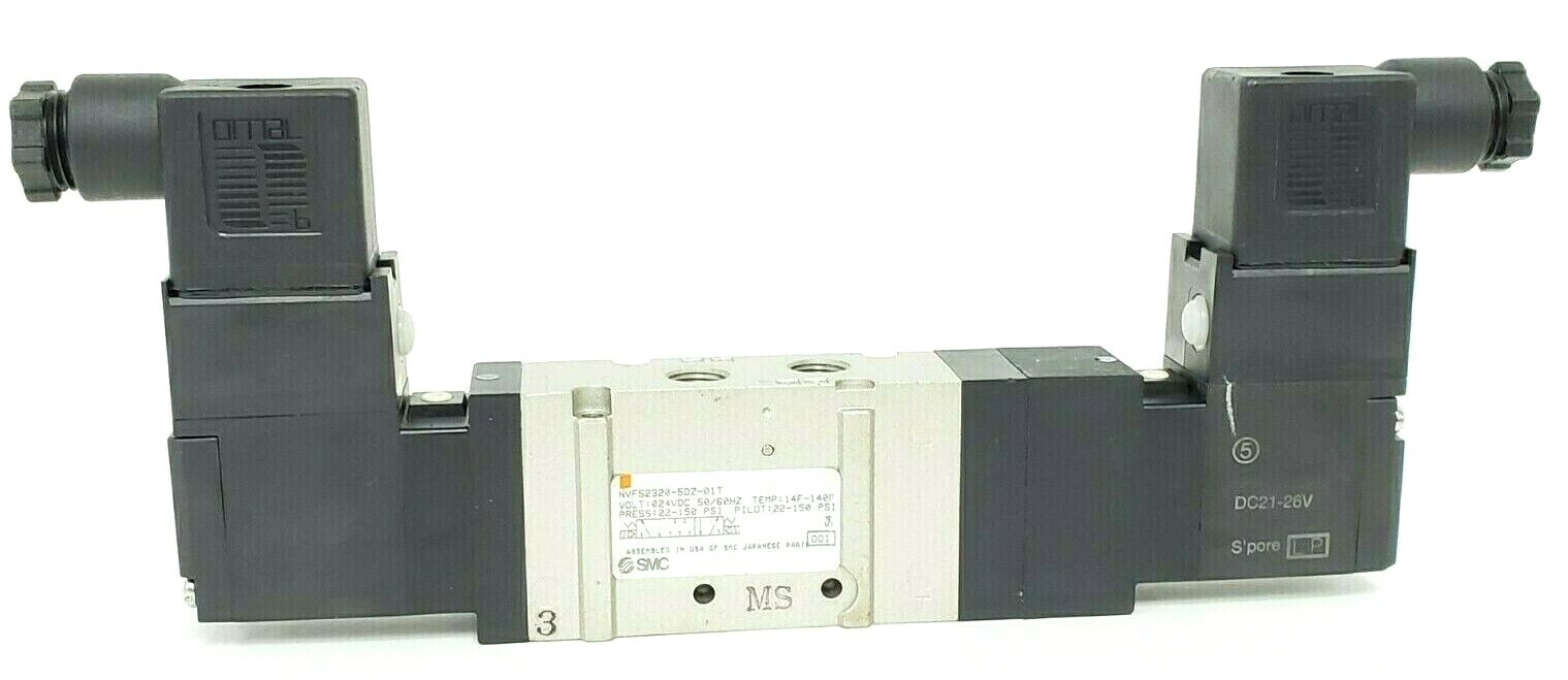 Used NEW SMC NVFS2320-5DZ-01T SOLENOID VALVE 24VDC 50/60HZ, 22-150 PSI