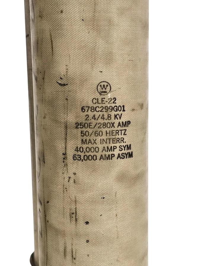 Used WESTINGHOUSE CLE-22 FUSE STYLE 678C299G01 2.4/4.8 KV 250E/280X AMP CLE22