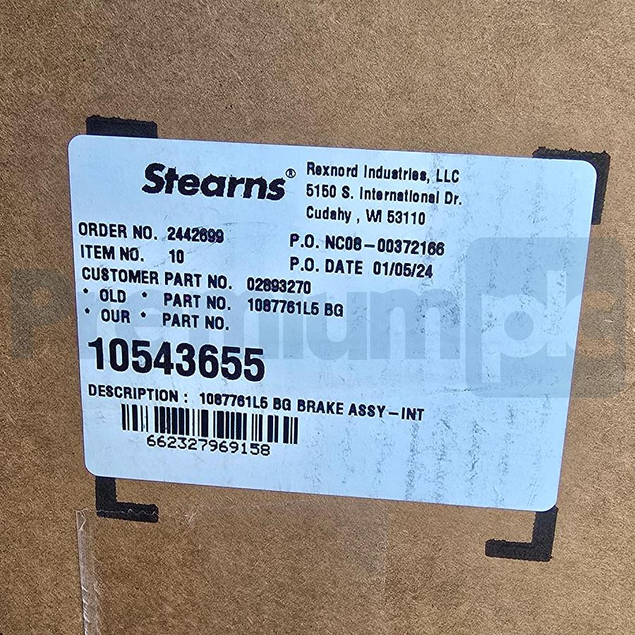 Used Stearns Rexnord 10543655 | 1087761L5 BG Brake Assembly - Int 1-087-761-L5-BG NEW