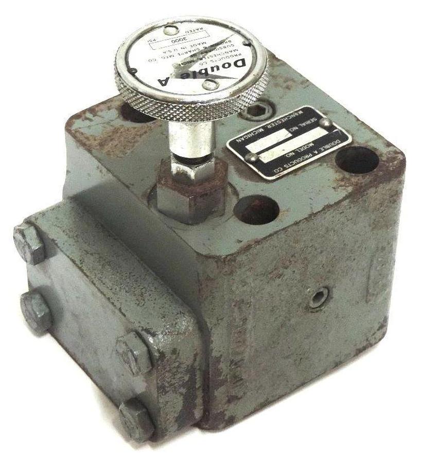Used DOUBLE A PRODUCTS QWA3-165-3M-13 PRESSURE RELIEF VALVE QWA31653M13, 3000 PSI