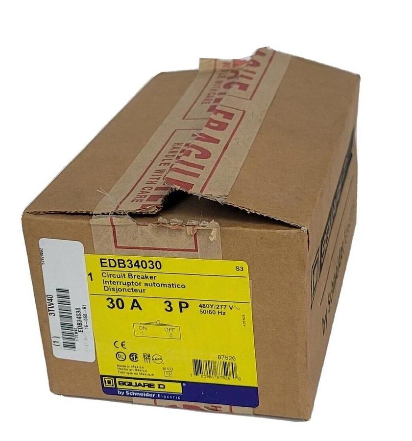 NEW SQUARE D EDB34030 EDB SERIES CIRCUIT BREAKER 30A 3P 50/60Hz