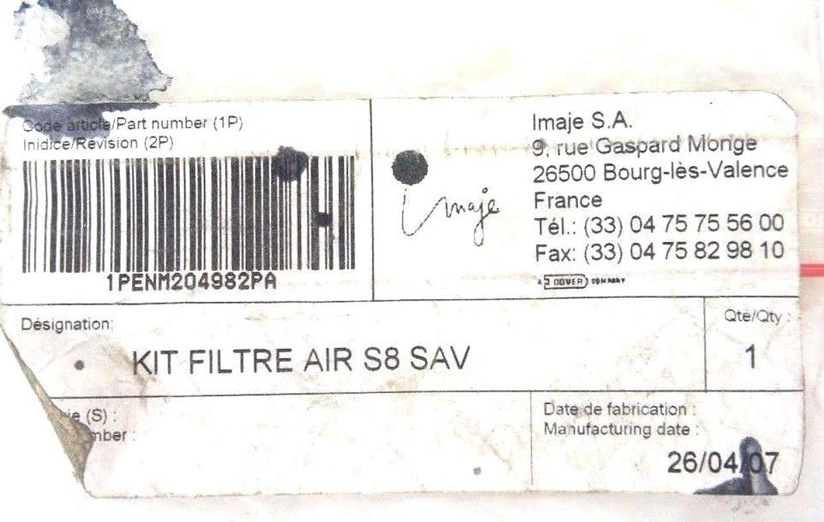 Used NEW IMAJE S8 SAV AIR FILTRE KIT S8SAV