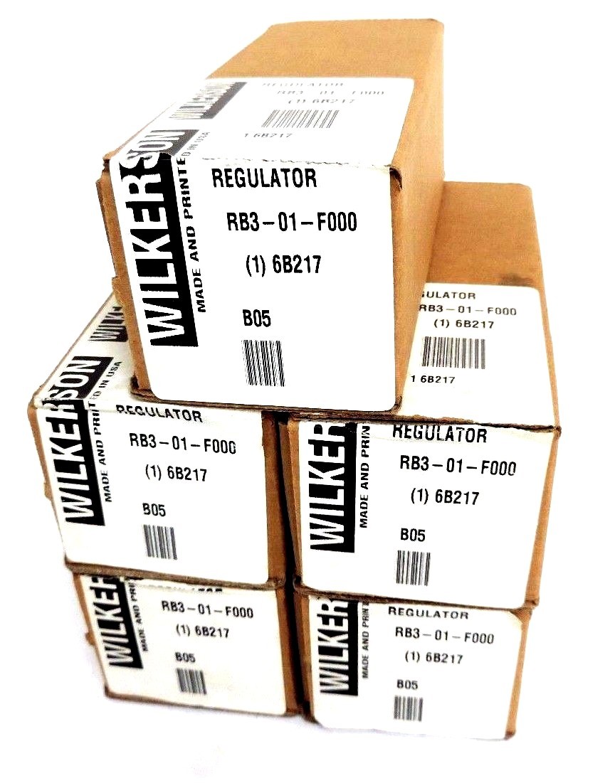 LOT OF 5 NIB WILKERSON 6B217 REGULATORS 2-125PSI, RB3-01-F000, 1/8''