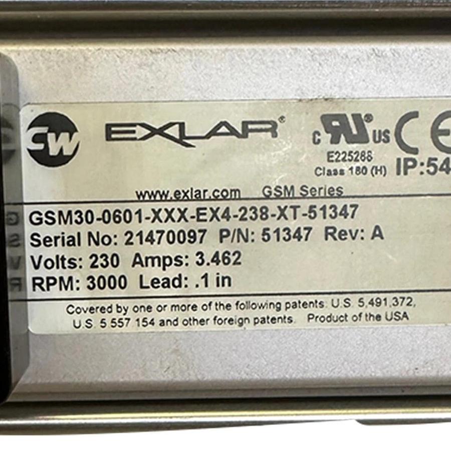 Used CW EXLAR GSM30-0601-XXX-EX4-238-XT-51347 SERVO ACTUATOR 51347 REV. A GSM SERIES