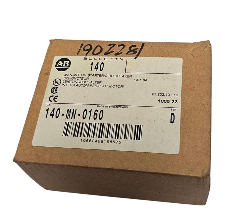 NIB ALLEN BRADLEY 140-MN-0160 STARTER MOTOR PROTECTOR 1-1.6 AMP SER. D