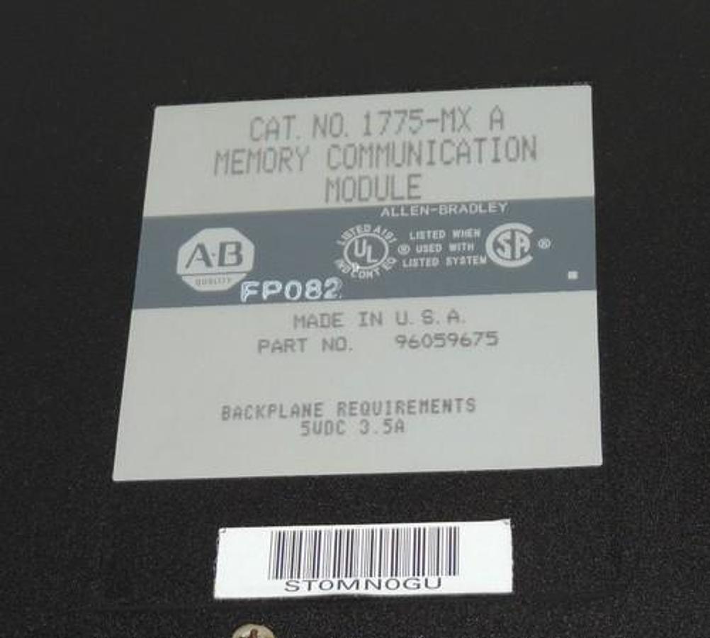 Used ALLEN BRADLEY 1775-MX A MEMORY COMMUNICATION MODULE 1775MX P/N: 96059675