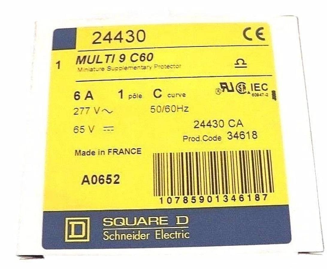 Used NIB SQUARE D MG 24430 C60N SUPPLEMENTARY PROTECTOR 34618, 6A, 1POLE, 277V