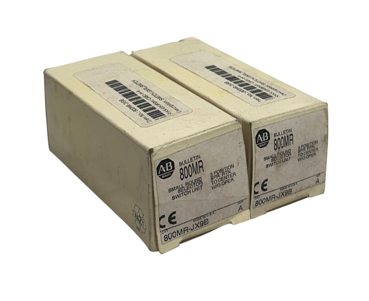 Used 2 ALLEN BRADLEY 800MR-JX9B /A BULLETIN 800MR 3-POS SELECTOR SWITCHES W/O OP NSMP
