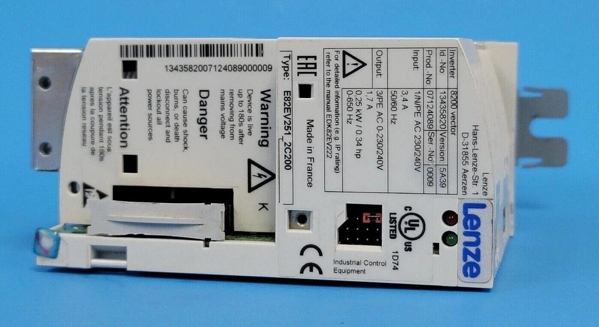 Used LENZE E82EV251K2C200 FREQUENCY INVERTER INVERTER SERIES 8200 VECTOR