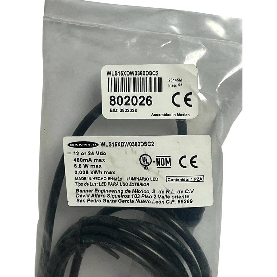 Used Banner WLS15XDW0360DSC2 12/24V DC Daylight White LED Light - NSFS