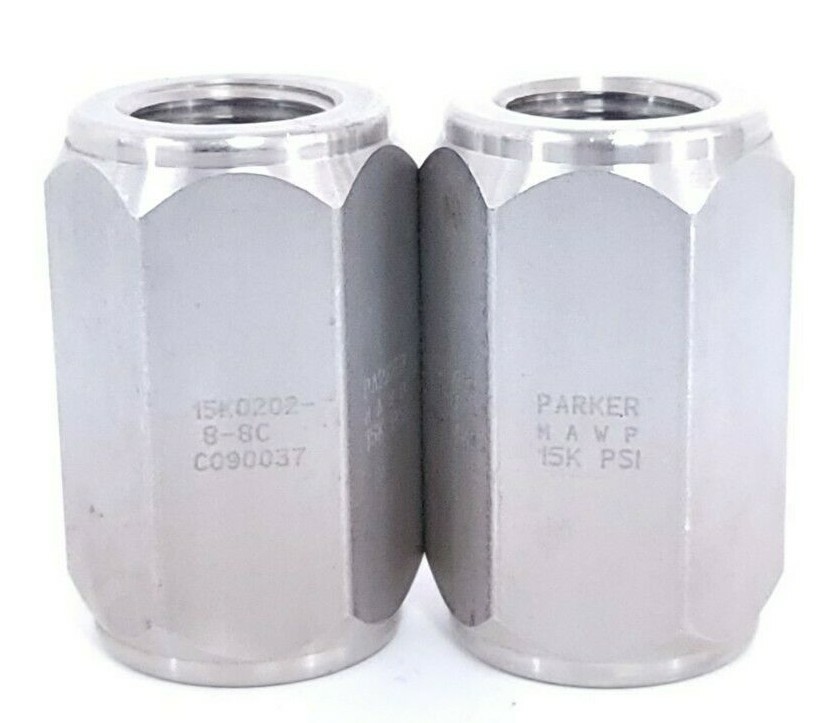 Used LOT OF 2 NEW PARKER 15K0202-B-8C COUPLINGS, FEMALE, 1/2" NPT MAWP 15K PSI