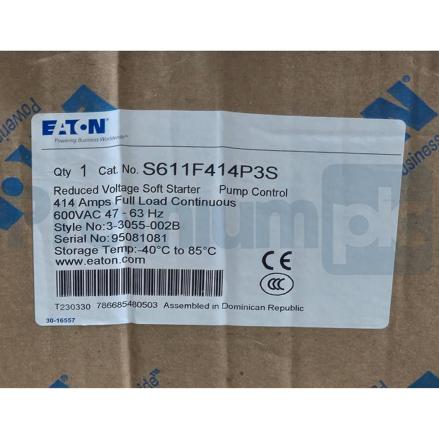 Used Eaton S611F414P3S Reduced Voltage S611 Soft Starter Pump Control 414A 450HP NSMP