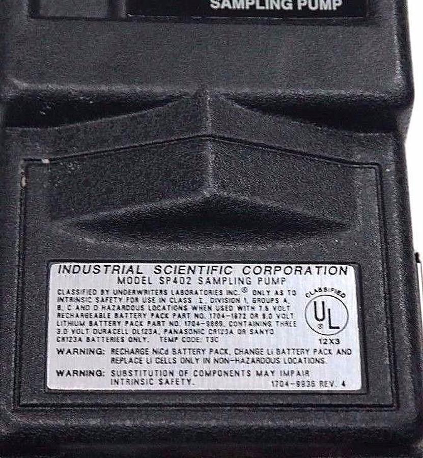 Used INDUSTRIAL SCIENTIFIC SP402 PERMISSIBLE SAMPLING PUMP