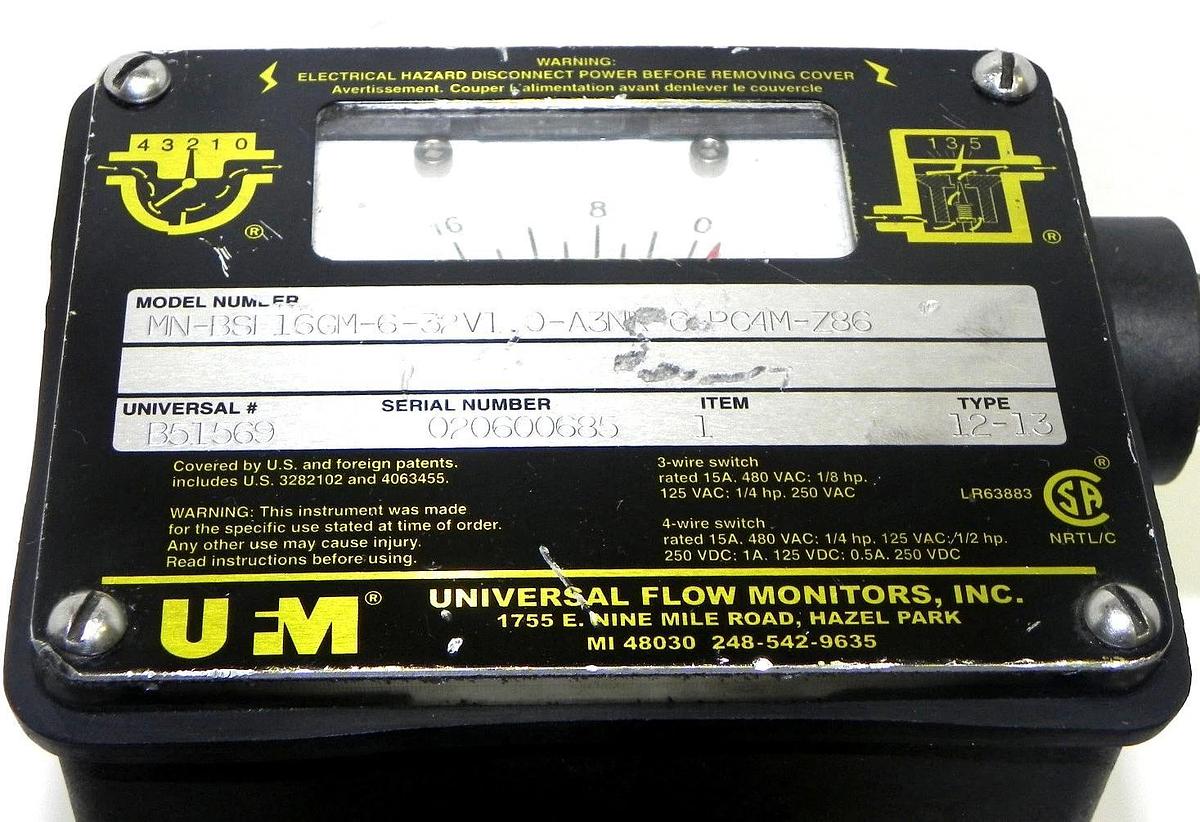 Used UFM MN-BSF16GM-6-32V1.0-A3NR-C-PC4M-Z86 FLOW MONITOR