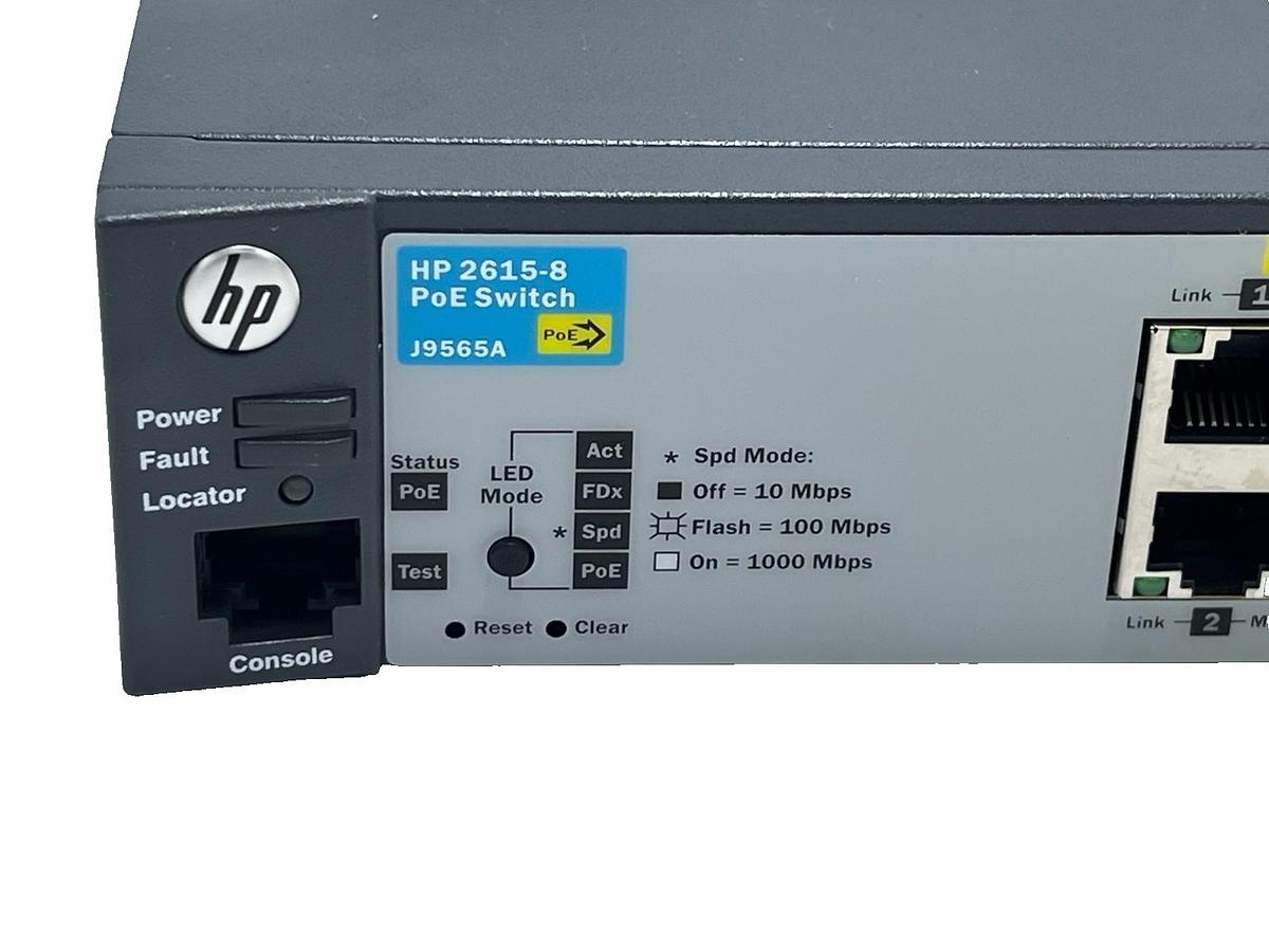 Used HP J9565A 2615-8-PoE Fully Managed Switch with Power Supply and Shelf