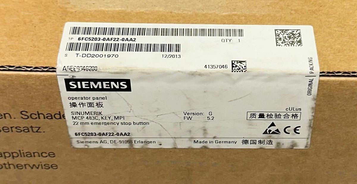 Used Siemens 6FC5203-0AF22-0AA2 | 6FC52030AF220AA2 SINUMERIK MCP 483C MPI Panel NSFS
